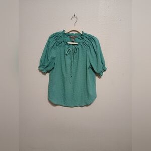 Elegant Teal Ruched Blouse